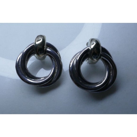 Vintage Sterling Silver Two Tone Electroform Wreath Earrings Signed CO - Picture 4 of 13